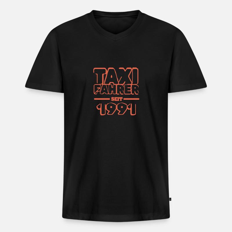 1991 - Männer Premium Bio T-Shirt mit V-Ausschnitt - Schwarz