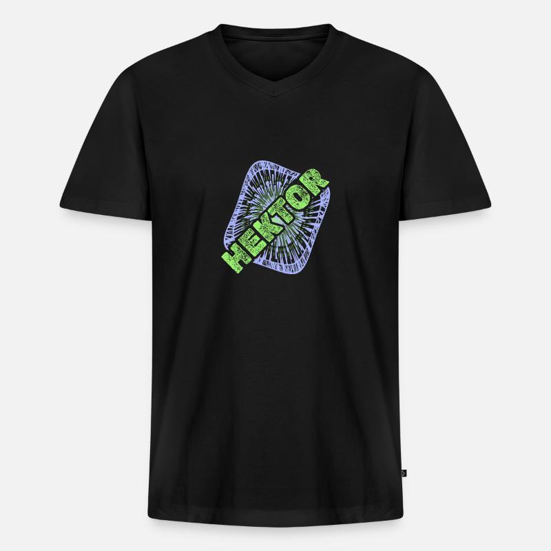 Hektor als Hektor - Männer Premium Bio T-Shirt mit V-Ausschnitt - Schwarz