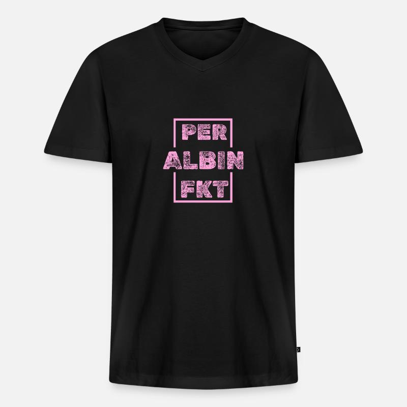 Albin Albin - Männer Premium Bio T-Shirt mit V-Ausschnitt - Schwarz