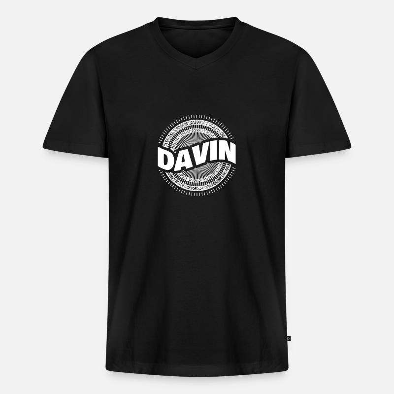 Davin als Geschenkidee - Männer Premium Bio T-Shirt mit V-Ausschnitt - Schwarz