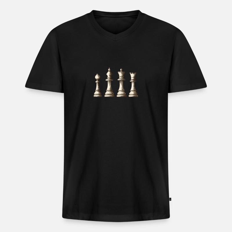 Schach - Männer Premium Bio T-Shirt mit V-Ausschnitt - Schwarz