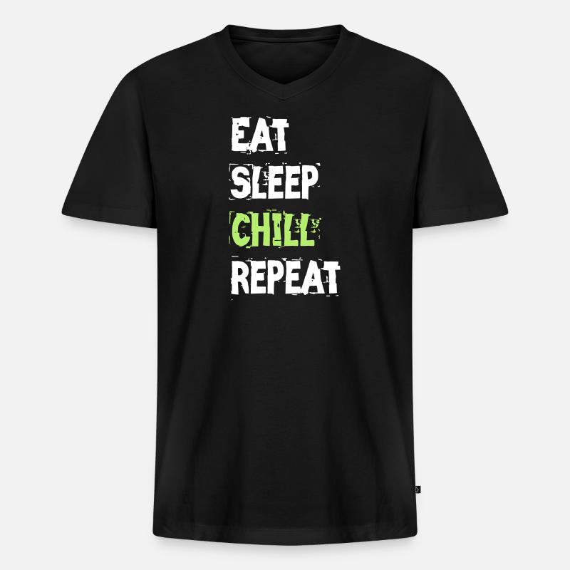 Chillen - Männer Premium Bio T-Shirt mit V-Ausschnitt - Schwarz