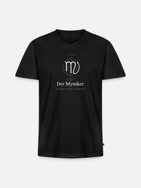 Der Mystiker - Sternzeichen Skorpion - Männer Premium Bio T-Shirt mit V-Ausschnitt - Schwarz