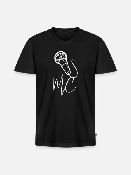 MC Hip Hop Beatbox Rapper Mikrofon Skjorte - Premium økologisk T-shirt med V-hals til mænd - sort