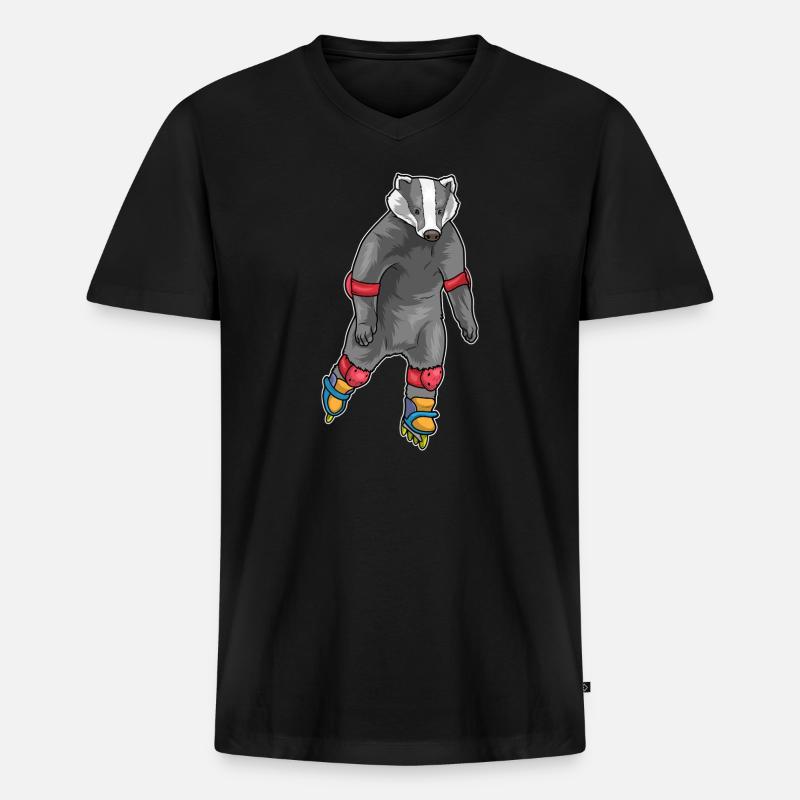 Dachs Inline skating Inline skates - Männer Premium Bio T-Shirt mit V-Ausschnitt - Schwarz
