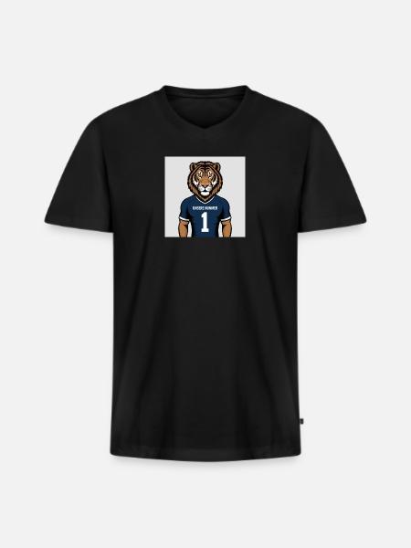 Tiger Mascot Jersey Print - Men's Premium Organic T-shirt with V-neck - black