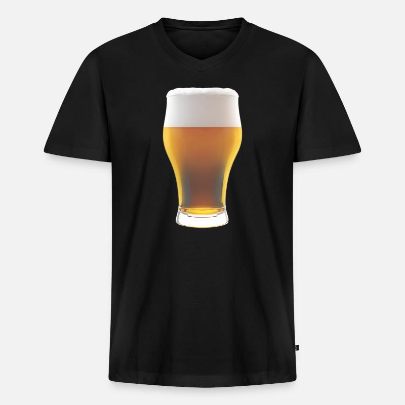 Biergradienten Glas mit Schaum - Männer Premium Bio T-Shirt mit V-Ausschnitt - Schwarz
