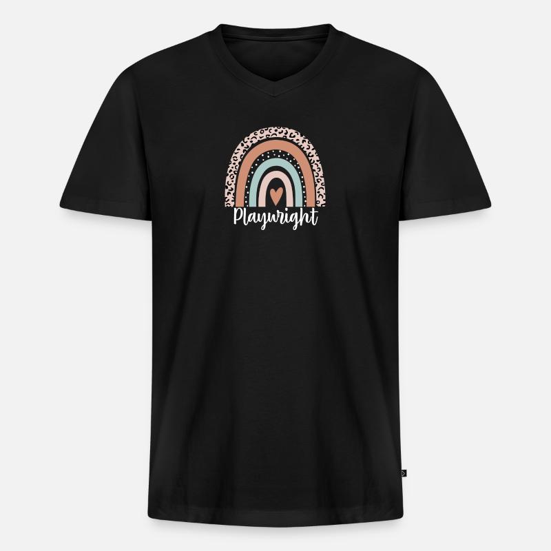 Playwright Rainbow Leopard Funny Playwright - Men's Premium Organic T-shirt with V-neck - black