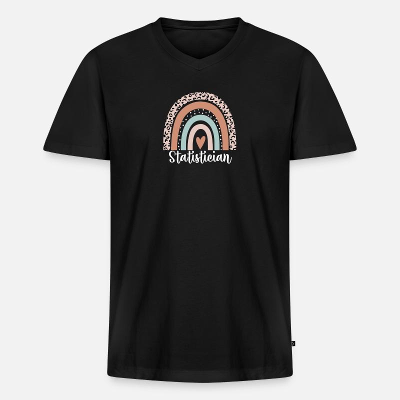 Statistiker Regenbogenleopard Lustiger Statistiker - Männer Premium Bio T-Shirt mit V-Ausschnitt - Schwarz