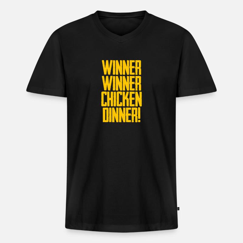 Gewinner Winner Chicken Dinner - Männer Premium Bio T-Shirt mit V-Ausschnitt - Schwarz