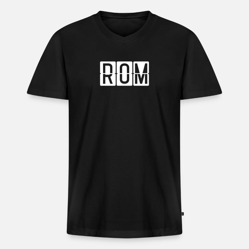 Rom Flughafentafel - Männer Premium Bio T-Shirt mit V-Ausschnitt - Schwarz