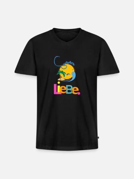 Sommer Liebe - Männer Premium Bio T-Shirt mit V-Ausschnitt - Schwarz