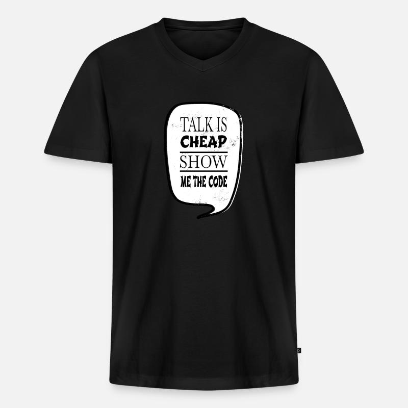 present coding software development - Men's Premium Organic T-shirt with V-neck - black