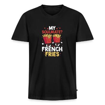 : My Crunchy Soulmate - Men's Premium Organic T-shirt with V-neck - black - Front - Nico (187cm)