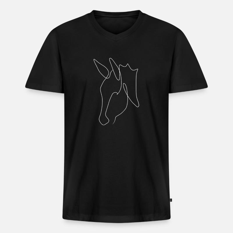 Minimal Eselkopf weiss - Männer Premium Bio T-Shirt mit V-Ausschnitt - Schwarz