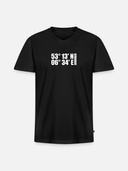 Groningen coordinates - Men's Premium Organic T-shirt with V-neck - black