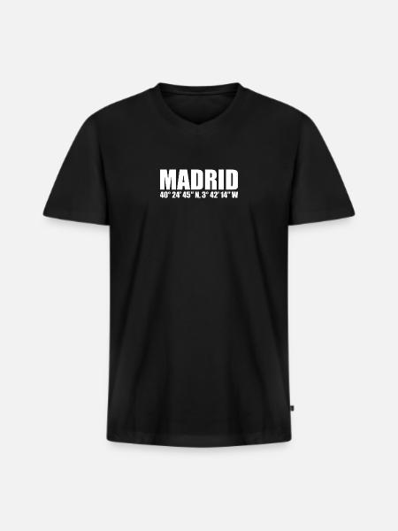 Madrid Coordinates - Men's Premium Organic T-shirt with V-neck - black