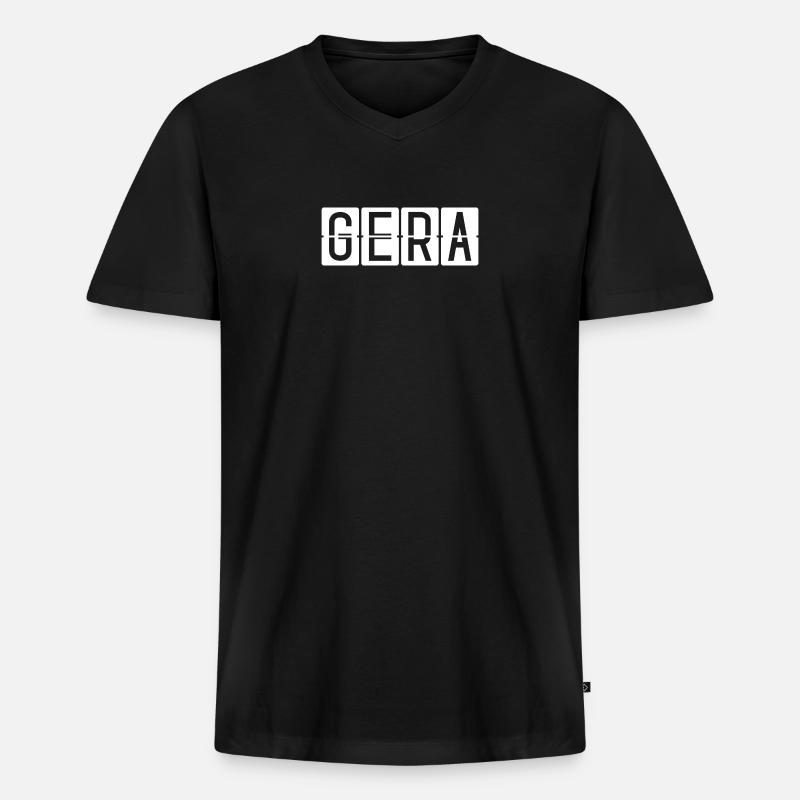 Gera Flughafentafel - Männer Premium Bio T-Shirt mit V-Ausschnitt - Schwarz