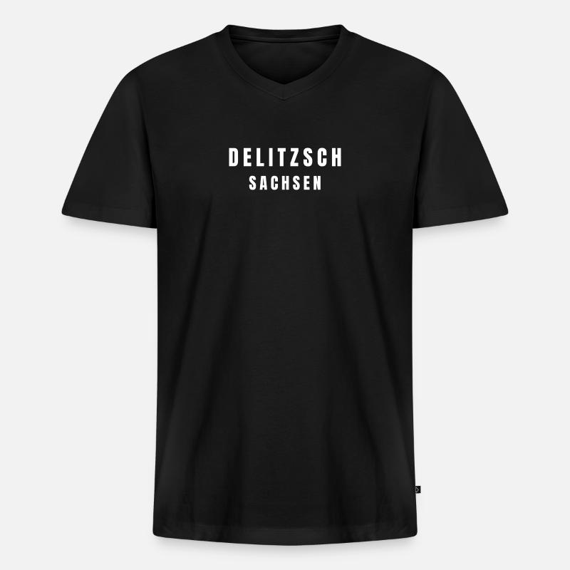Delitzsch Sachsen - Männer Premium Bio T-Shirt mit V-Ausschnitt - Schwarz
