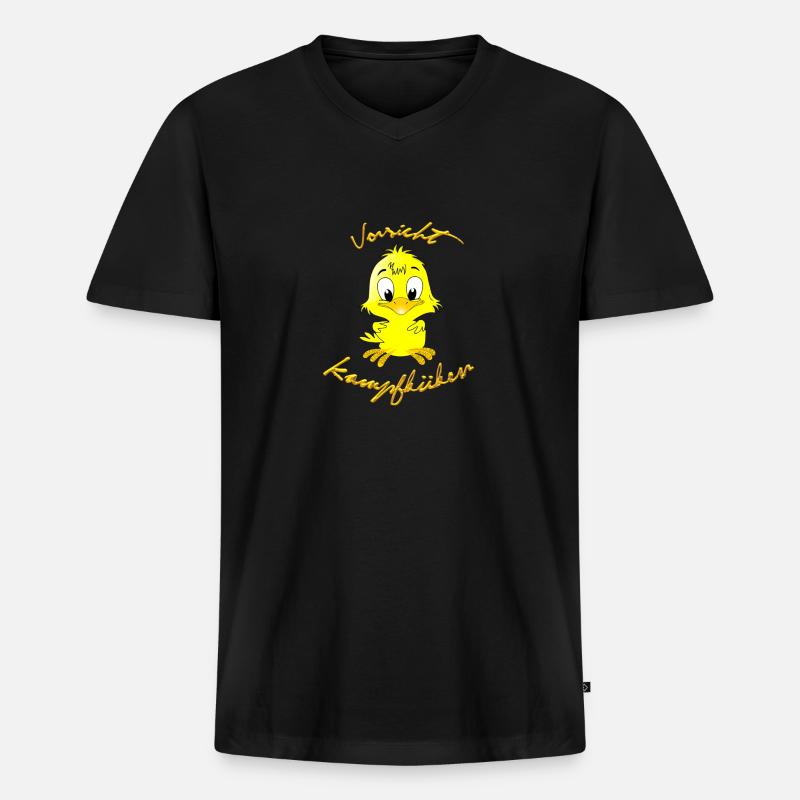 kampfküken - Männer Premium Bio T-Shirt mit V-Ausschnitt - Schwarz