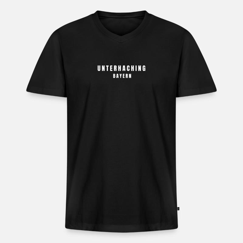 Unterhaching⁠ Bayern - Männer Premium Bio T-Shirt mit V-Ausschnitt - Schwarz