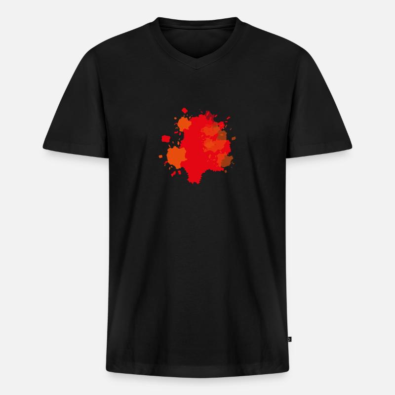 Farbklecks Orange - Männer Premium Bio T-Shirt mit V-Ausschnitt - Schwarz