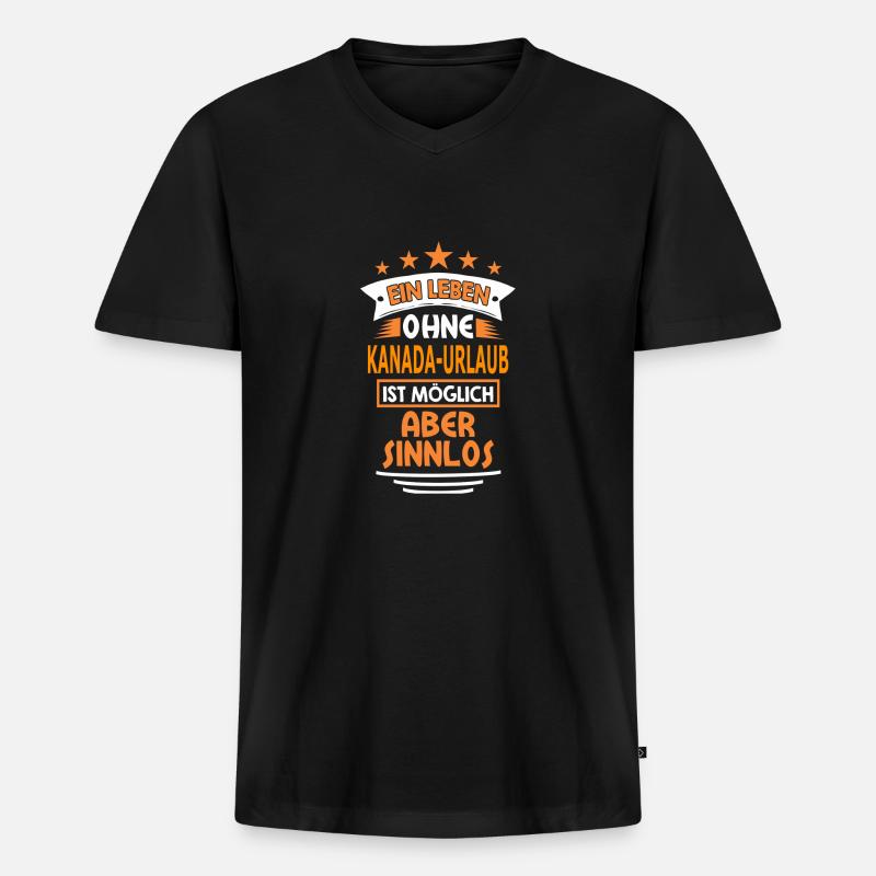 KANADA-URLAUB - Männer Premium Bio T-Shirt mit V-Ausschnitt - Schwarz