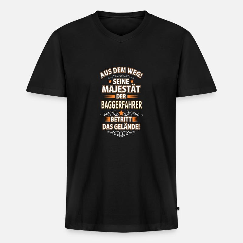 BAGGERFAHRER - Männer Premium Bio T-Shirt mit V-Ausschnitt - Schwarz