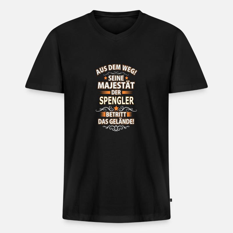 SPENGLER - Männer Premium Bio T-Shirt mit V-Ausschnitt - Schwarz