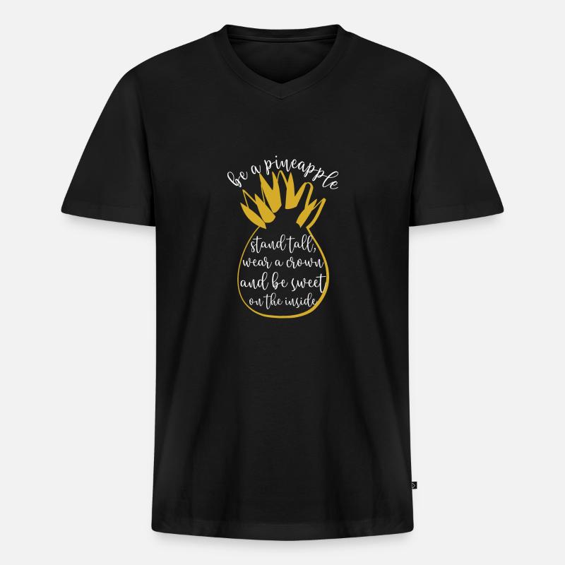 be a pineapple - Männer Premium Bio T-Shirt mit V-Ausschnitt - Schwarz
