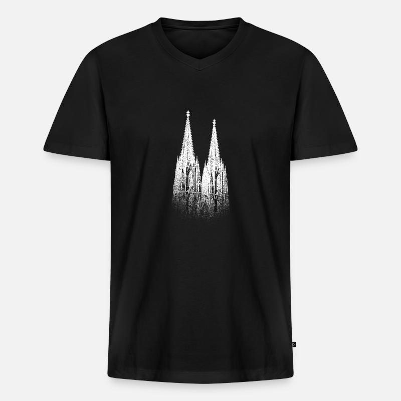 Kölner Dom Köln Skyline - Männer Premium Bio T-Shirt mit V-Ausschnitt - Schwarz