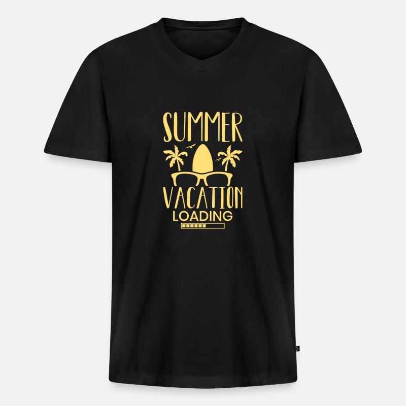 Sommerurlaub Loading - Männer Premium Bio T-Shirt mit V-Ausschnitt - Schwarz
