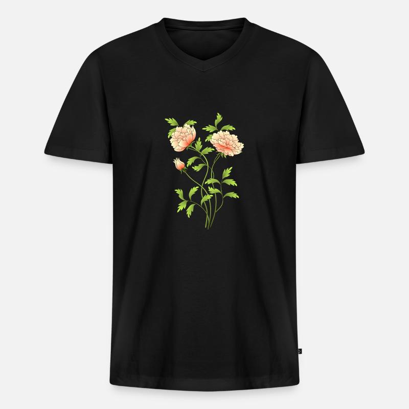 Blumen - Männer Premium Bio T-Shirt mit V-Ausschnitt - Schwarz