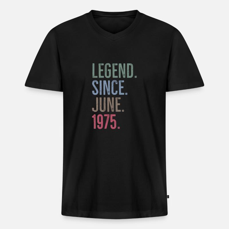 Legende seit Juni 1975 - Männer Premium Bio T-Shirt mit V-Ausschnitt - Schwarz