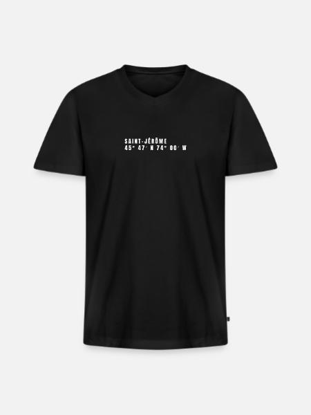 Coordonnées Saint-Jérôme, Canada - T-shirt encolure en V Premium bio Homme - noir