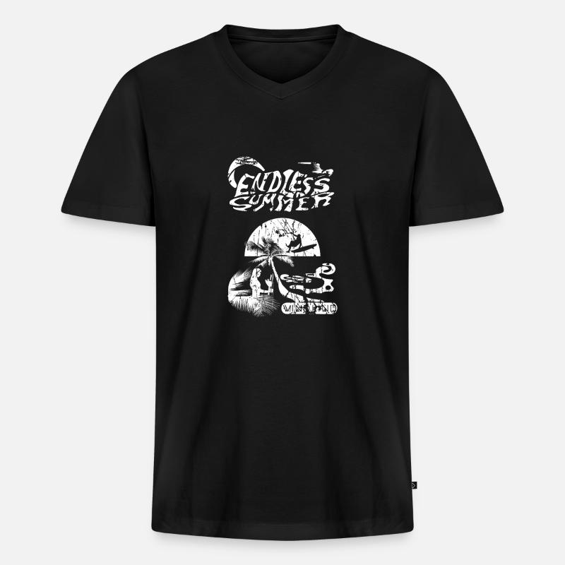 kitesurfen - Männer Premium Bio T-Shirt mit V-Ausschnitt - Schwarz