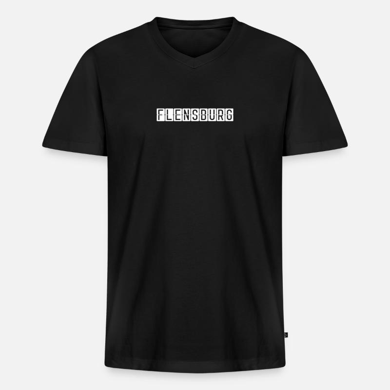 Flensburg Flughafentafel - Männer Premium Bio T-Shirt mit V-Ausschnitt - Schwarz