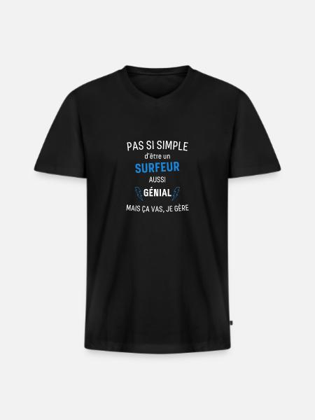 Awesome Surfer - Men's Premium Organic T-shirt with V-neck - black