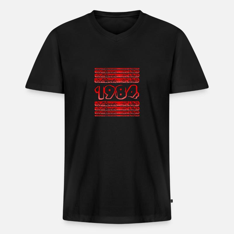 Jahr 1984 - Männer Premium Bio T-Shirt mit V-Ausschnitt - Schwarz