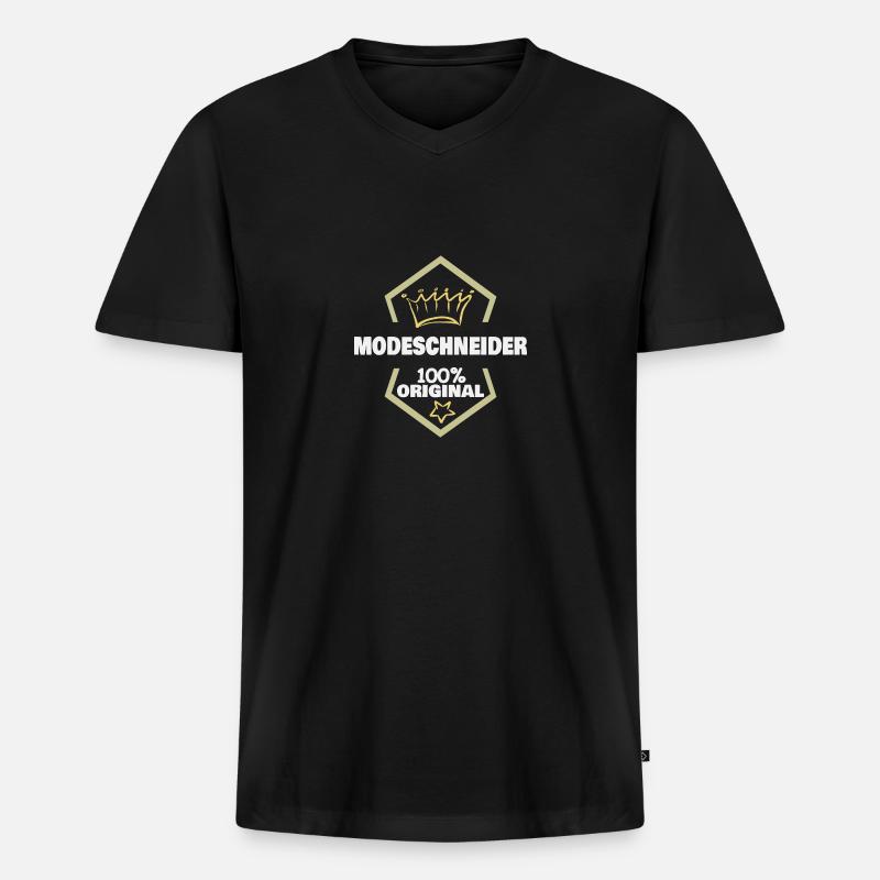 Arbeit Modeschneider - Männer Premium Bio T-Shirt mit V-Ausschnitt - Schwarz