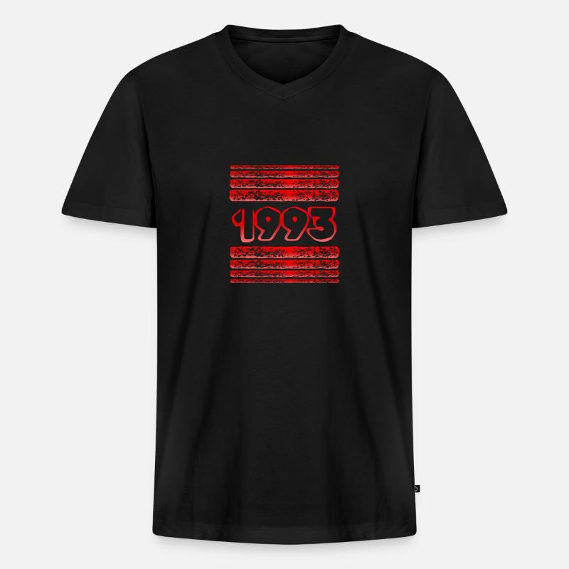 1993 - Männer Premium Bio T-Shirt mit V-Ausschnitt - Schwarz