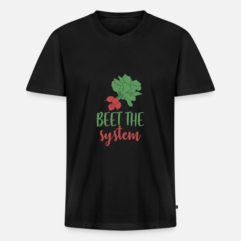 Beet the system - Männer Premium Bio T-Shirt mit V-Ausschnitt - Schwarz