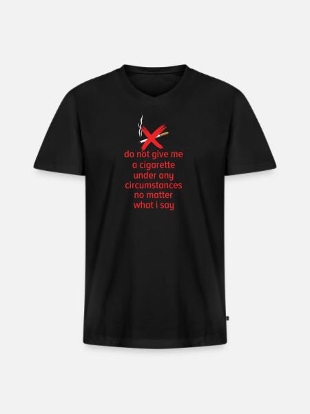 Smoke Free Exsmoker Gift Non-Smoking - Men's Premium Organic T-shirt with V-neck - black