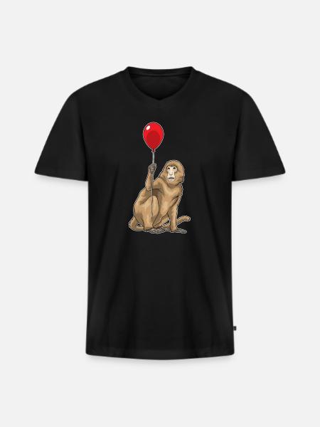 Ballon Singe - T-shirt encolure en V Premium bio Homme - noir