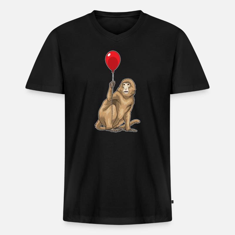 Affe Luftballon - Männer Premium Bio T-Shirt mit V-Ausschnitt - Schwarz