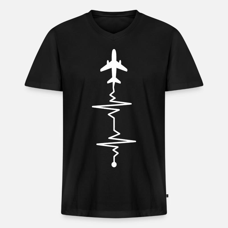 Luftflug Zickzack-Skizze - Männer Premium Bio T-Shirt mit V-Ausschnitt - Schwarz