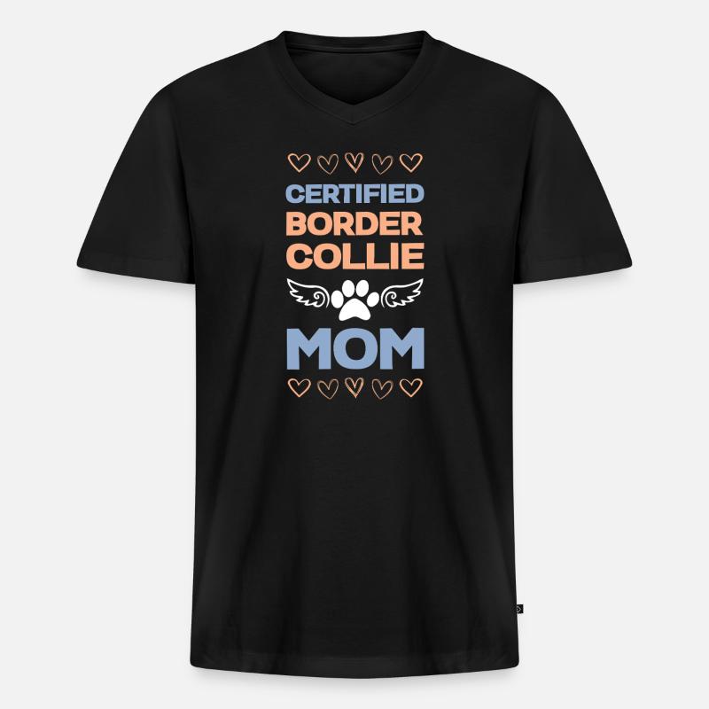 Zertifizierte Border Collie Mama - Männer Premium Bio T-Shirt mit V-Ausschnitt - Schwarz