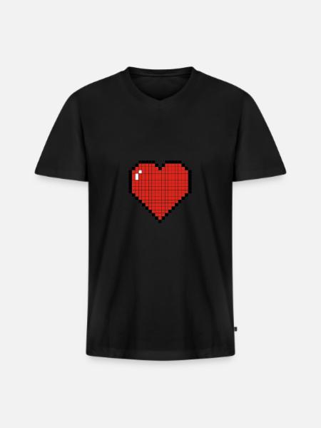 heart - Men's Premium Organic T-shirt with V-neck - black