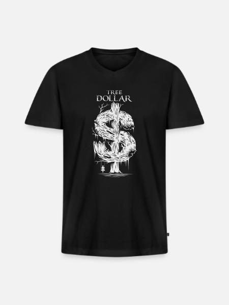 Dollarbaum des Horros - Halloweendesign - Männer Premium Bio T-Shirt mit V-Ausschnitt - Schwarz