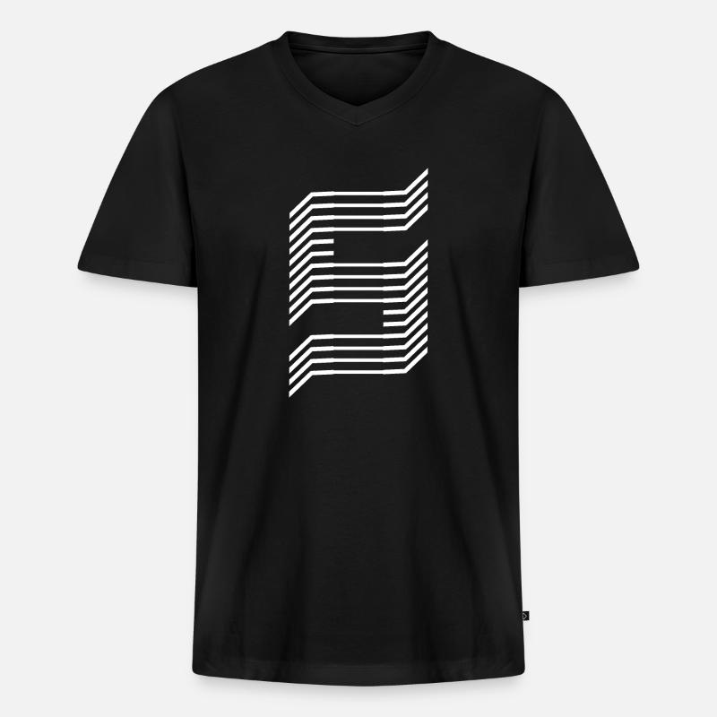 Eindeutige Zahl 5 "Weiß" - Männer Premium Bio T-Shirt mit V-Ausschnitt - Schwarz